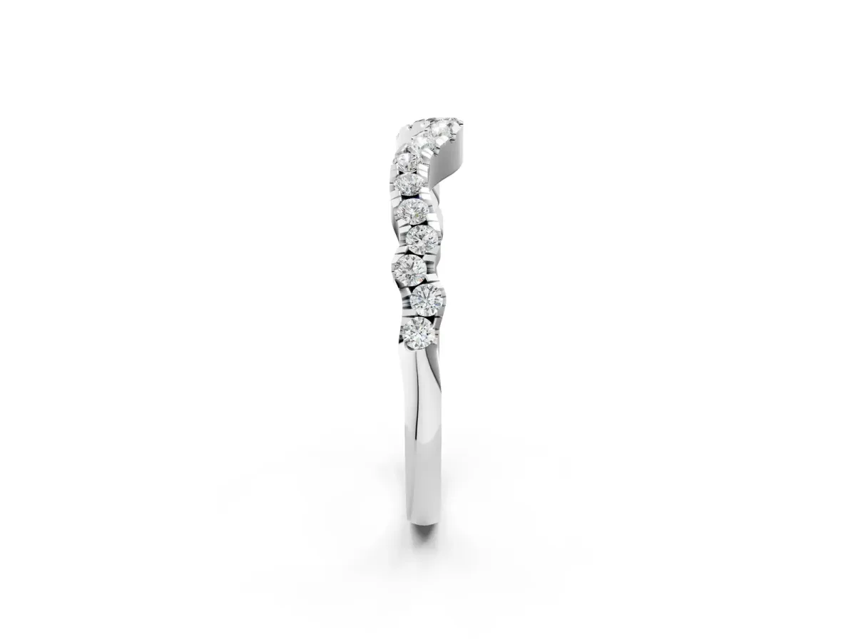 Curved Pavé Round Diamond Eternity Band with U-Prong Setting White gold