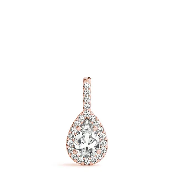 Halo Pear Cut Diamond Pendant with Prong Setting Rose gold