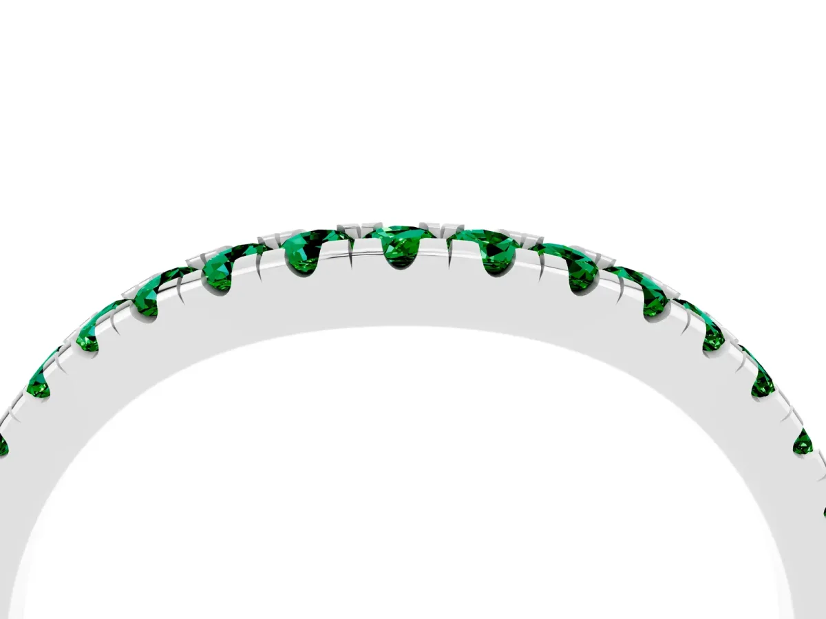 Emerald Pavé Curved Wedding Band Platinum