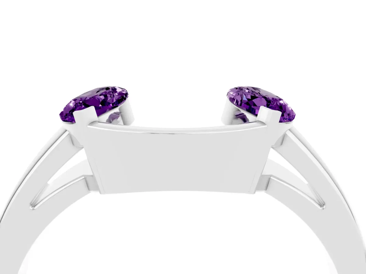 Marquise Amethyst Open Band Ring with Tension Setting Platinum