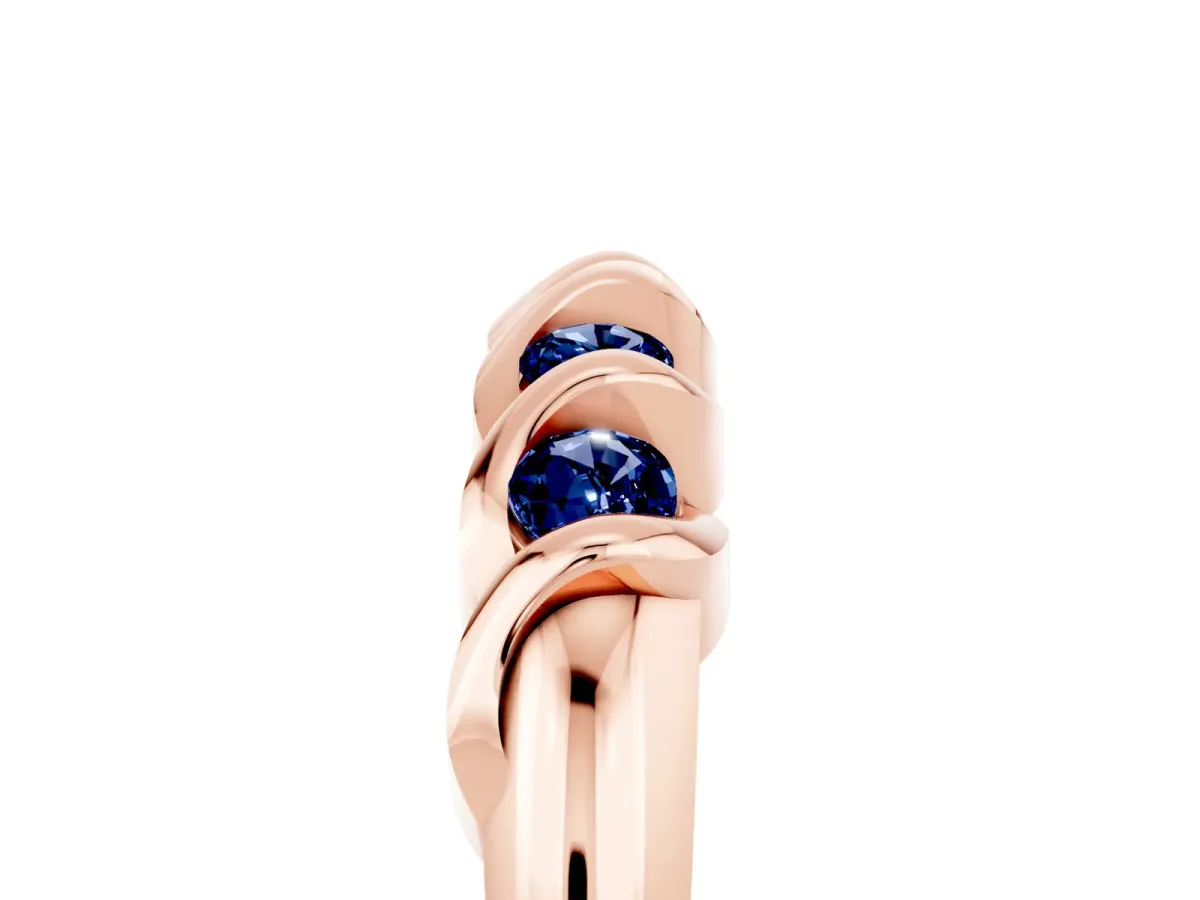 Round Blue Sapphire Eternity Band with Twist Prong Setting Rose gold
