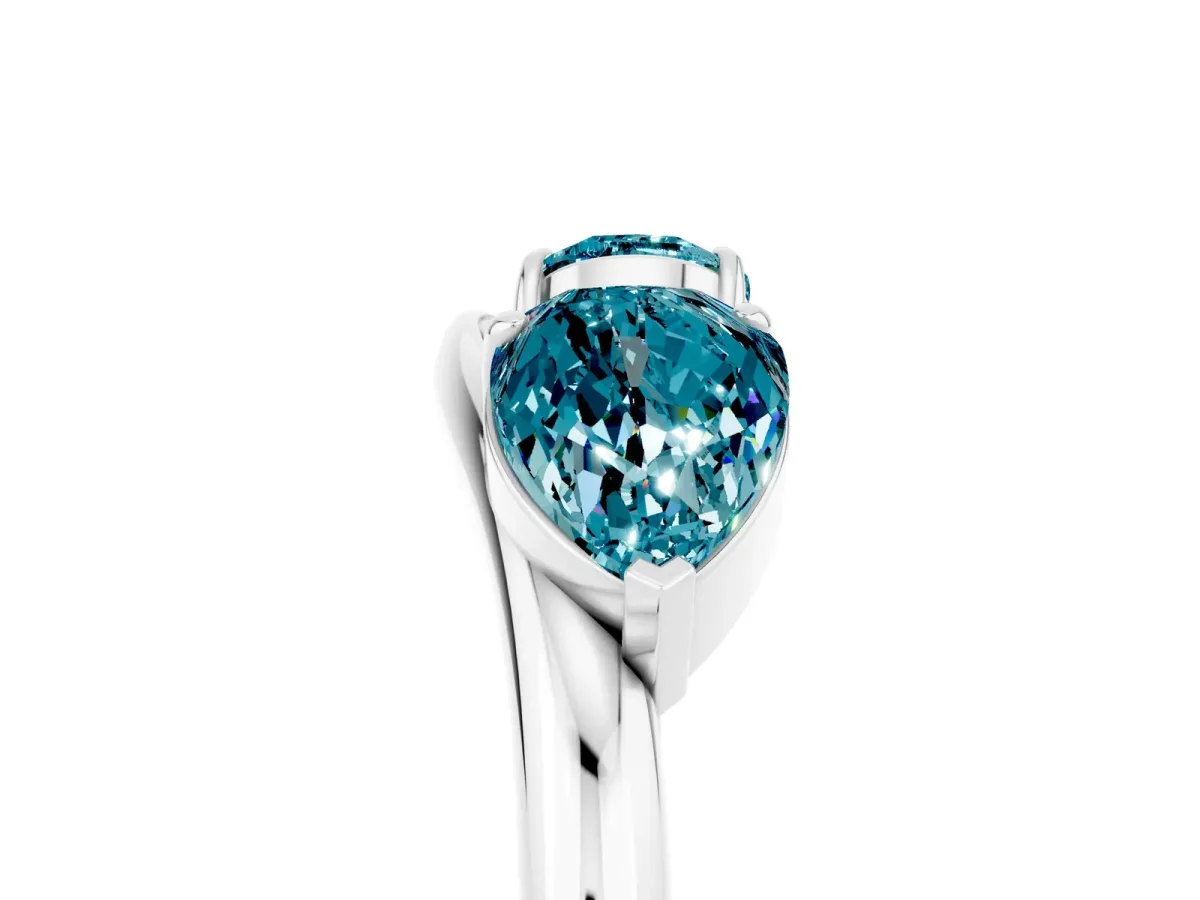 Two-Stone Pear Blue Topaz Bypass Ring with Prong Setting Silver