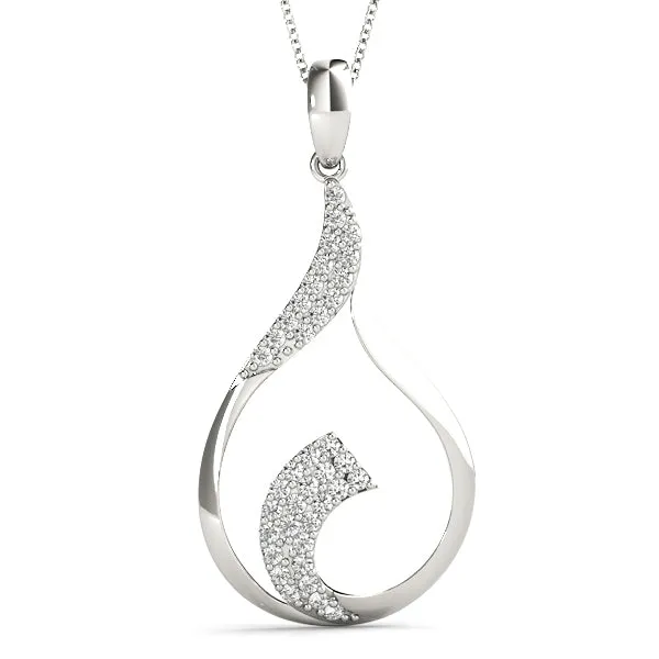 Pavé Round Diamond Twist Pendant Silver