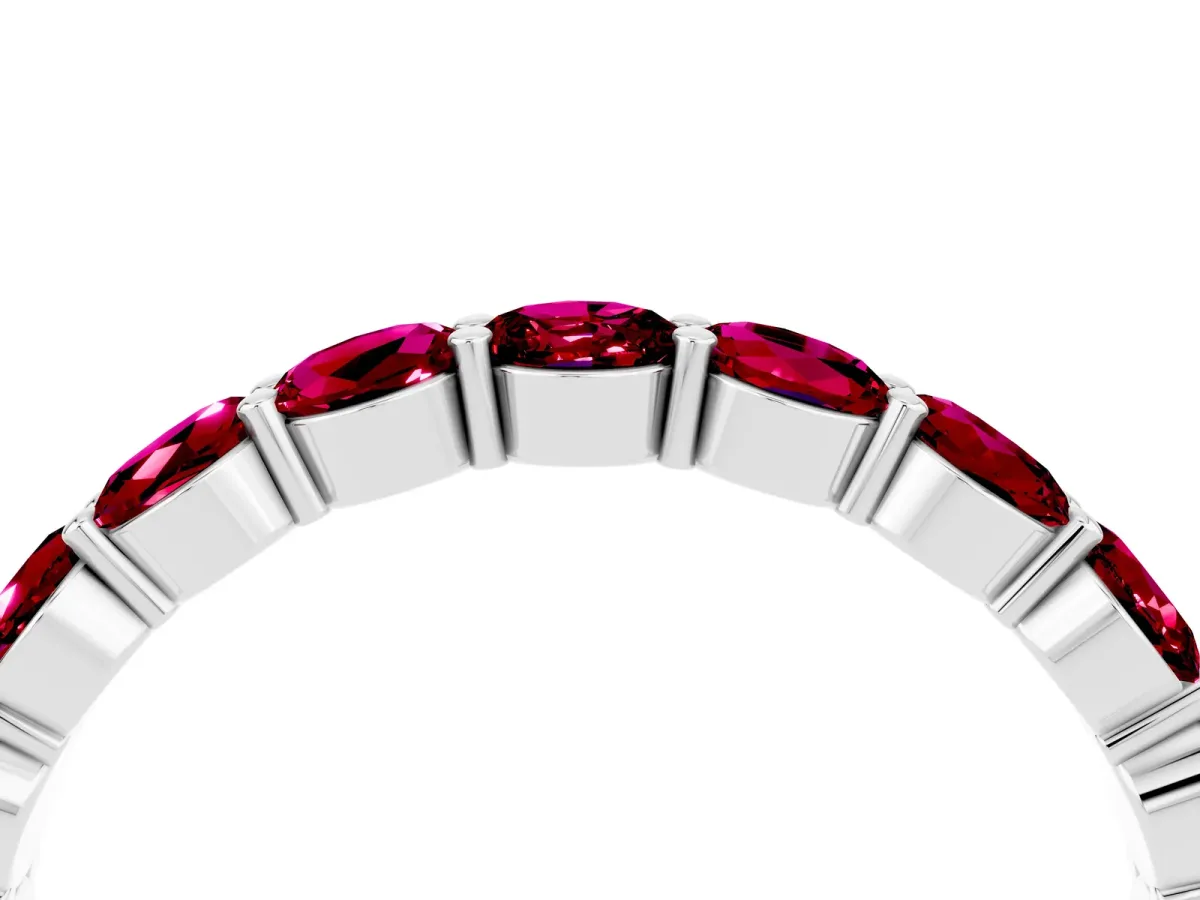 Round Garnet Eternity Band with U-Prong Setting Silver