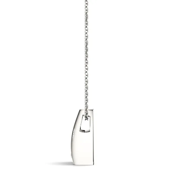 Round Bezel Solitaire Pendant with V-Prong Setting Silver