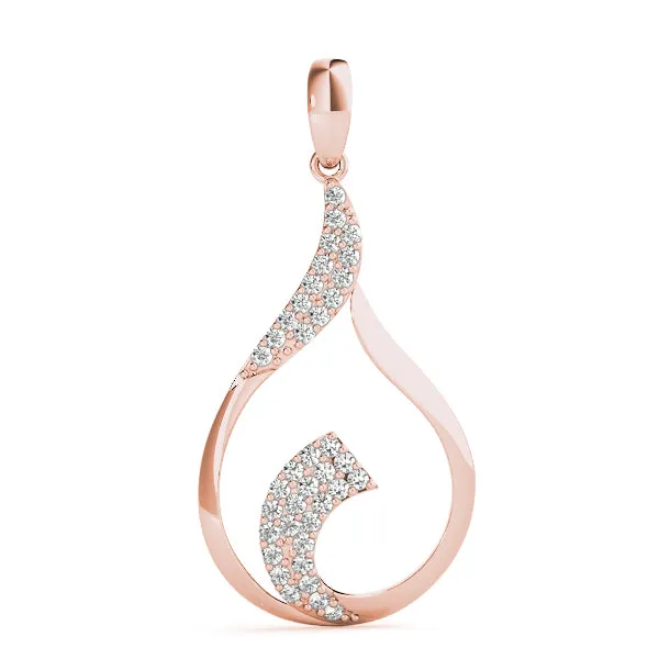 Pavé Round Diamond Twist Pendant Rose gold