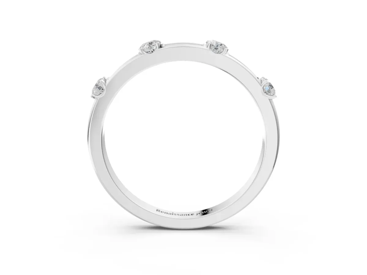 Round Diamond Channel Set Eternity Band with Prong Setting Platinum
