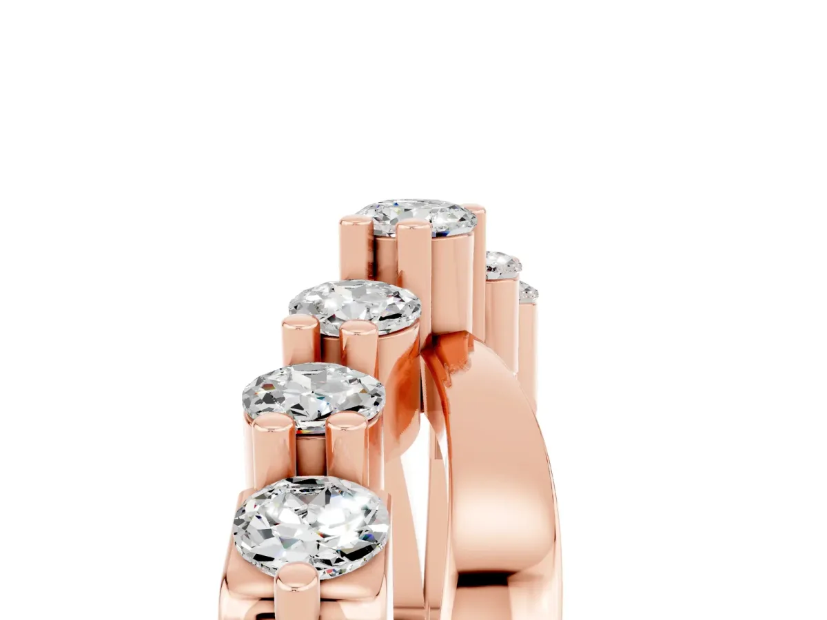 Round Moissanite Prong-Set Crossover Band Rose gold