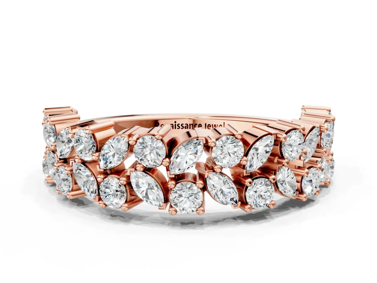 Pave Marquise and Round Diamond Eternity Band with Prong Setting Rose gold