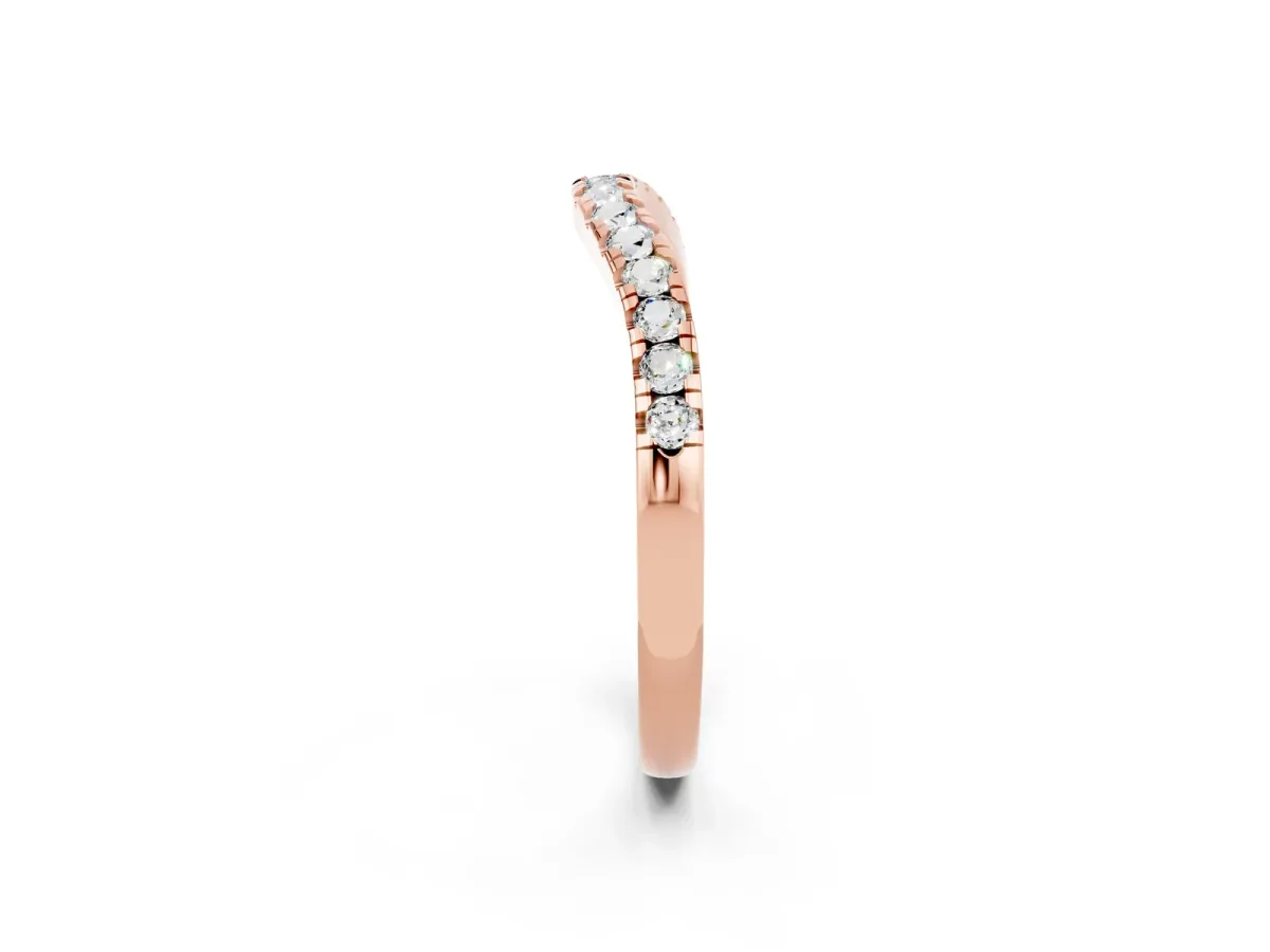 Moissanite Pavé Curved Wedding Band Rose gold