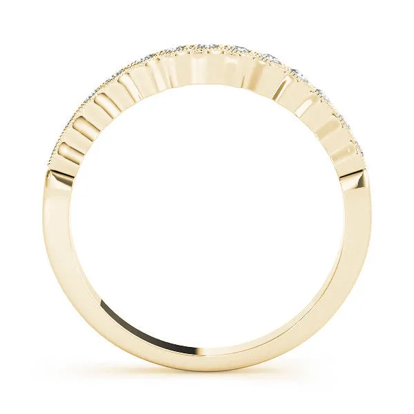 Milgrain Round Diamond Scalloped Eternity Band Yellow gold