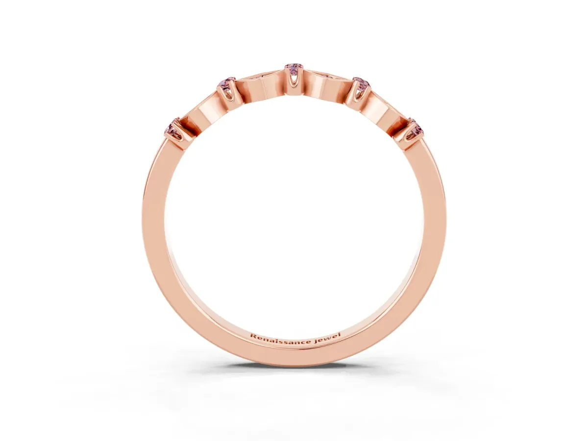 Pavé Cushion Morganite Cluster Eternity Band with Prong Setting Rose gold
