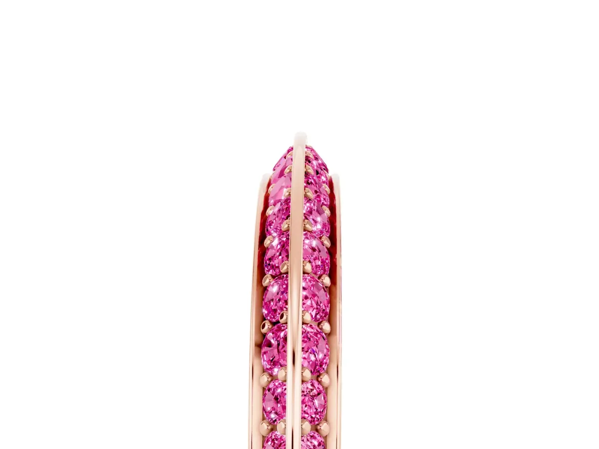 Double Row Pavé Round Pink Sapphire Eternity Band with Channel Setting Rose gold