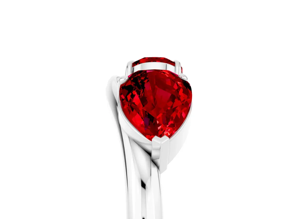 Two-Stone Pear Ruby Bypass Ring with Prong Setting Platinum