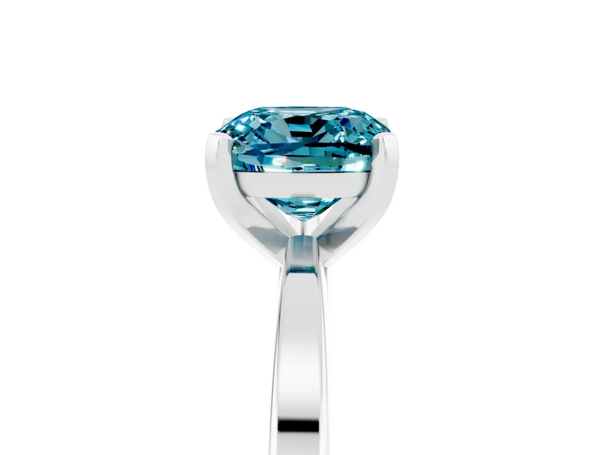 Cushion Cut Blue Topaz Solitaire Engagement Ring with Classic Band and Four-Prong Setting Silver