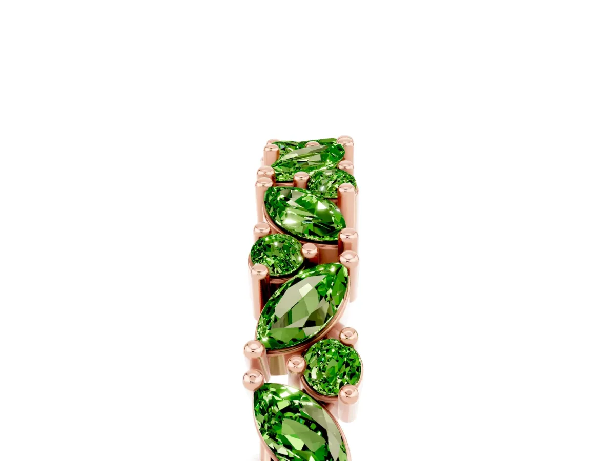 Marquise and Round Peridot Vine Eternity Band with Prong Setting Rose gold