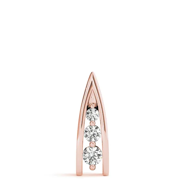 Channel Set Round Diamond Prong Pendant Rose gold