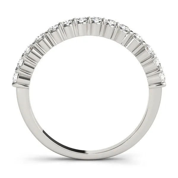 Round Diamond Half Eternity Band with Shared Prong Setting White gold