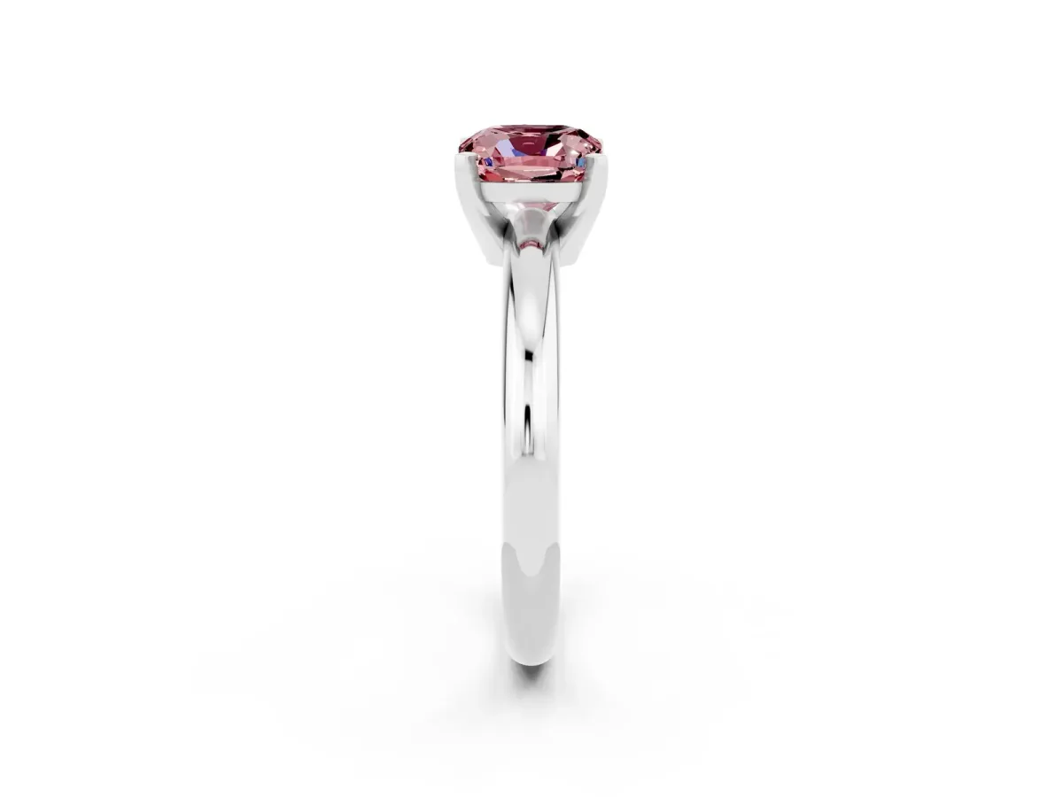 Cushion Cut Morganite Solitaire Engagement Ring with Round Band and Four-Prong Setting Silver