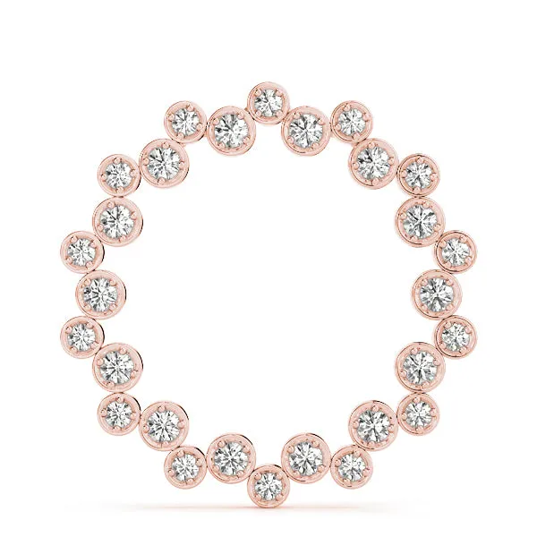 Bezel Set Round Diamond Circle Pendant Rose gold