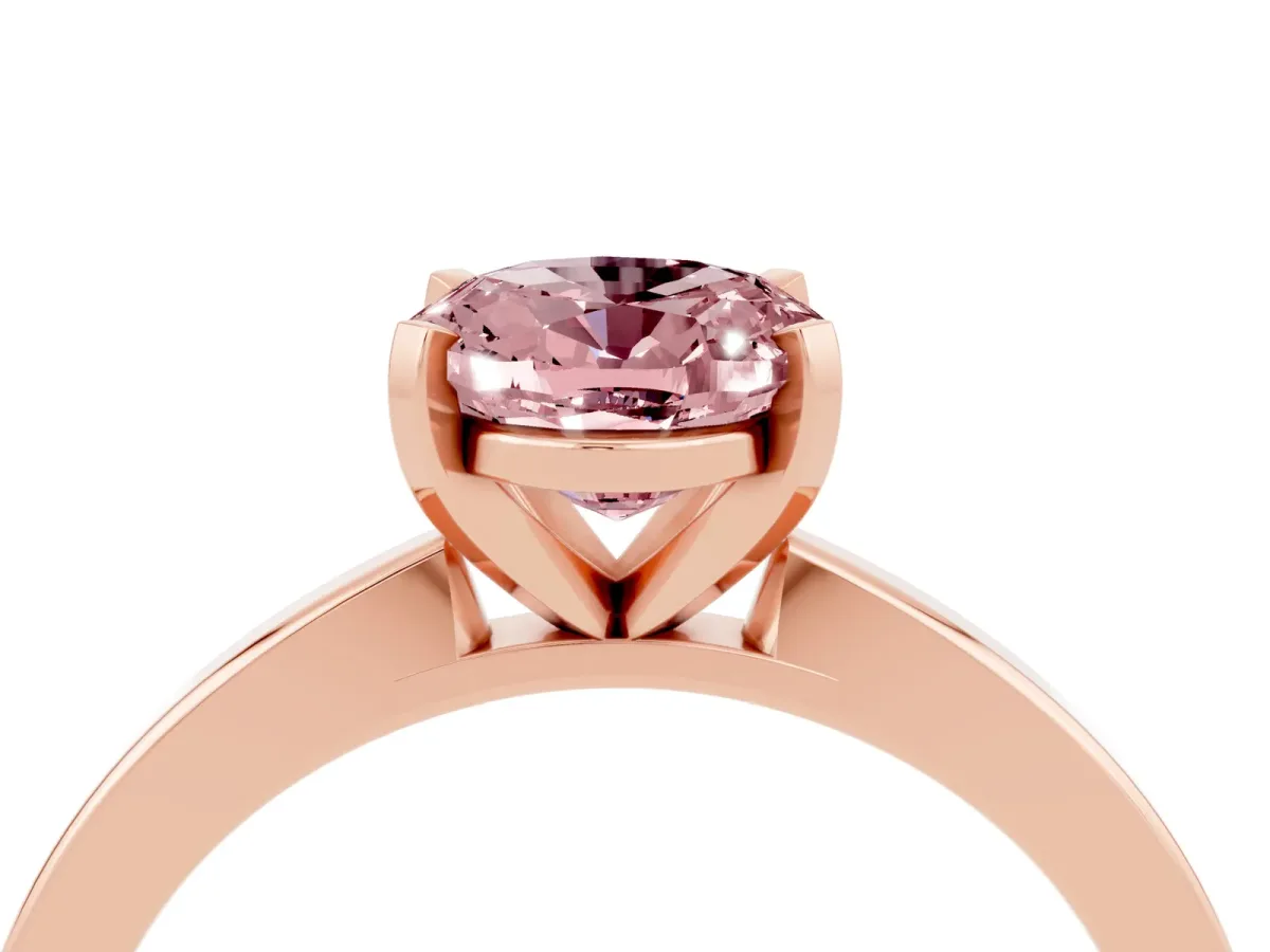 Oval Cut Morganite Solitaire Engagement Ring with Classic Band and Four-Prong Setting Rose gold