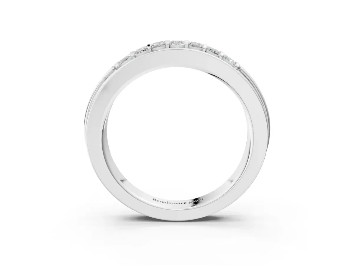Bar-Set Princess Cut Diamond Pavé Band White gold