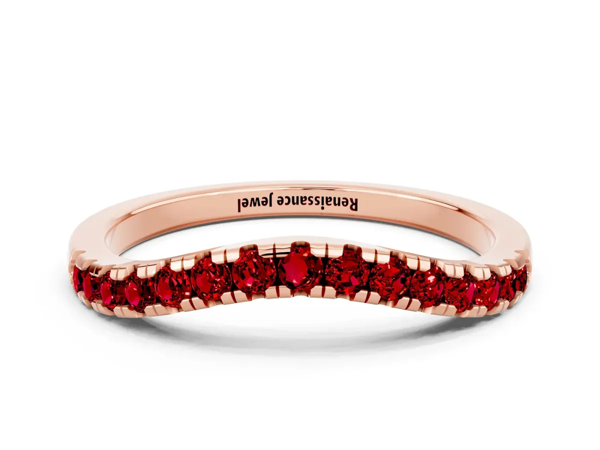 Ruby Pavé Curved Wedding Band Rose gold