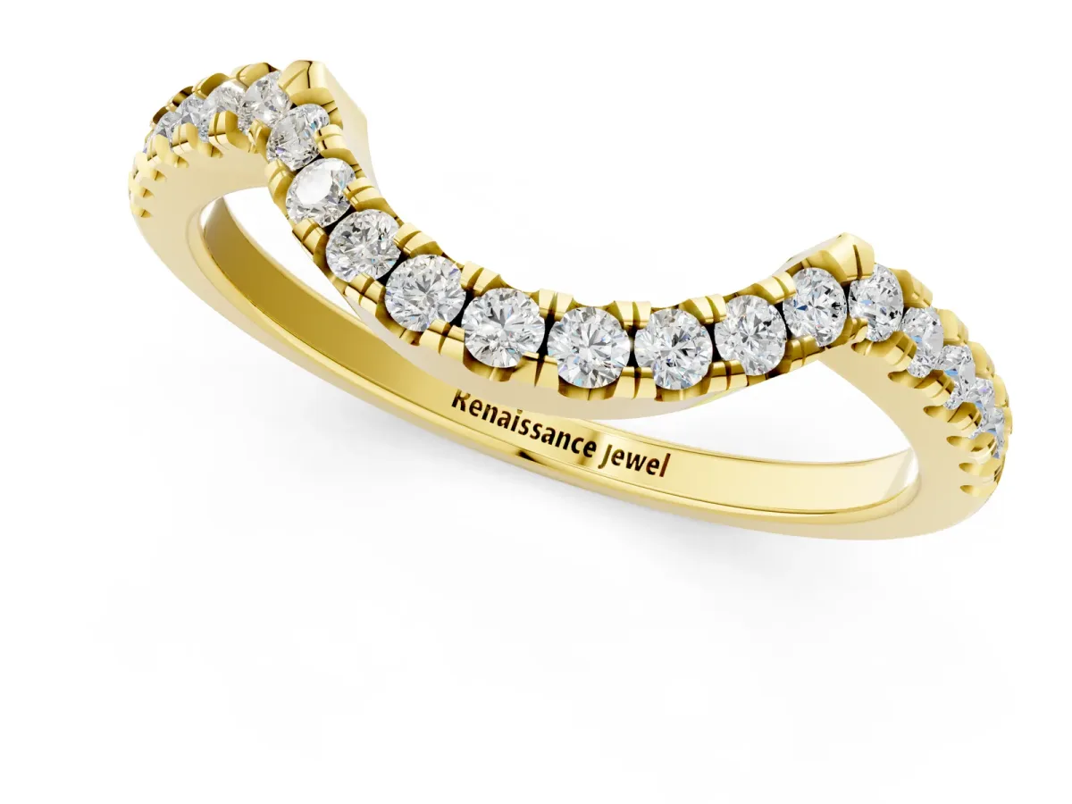 Round Diamond Wavy Eternity Band with Prong Setting Yellow gold