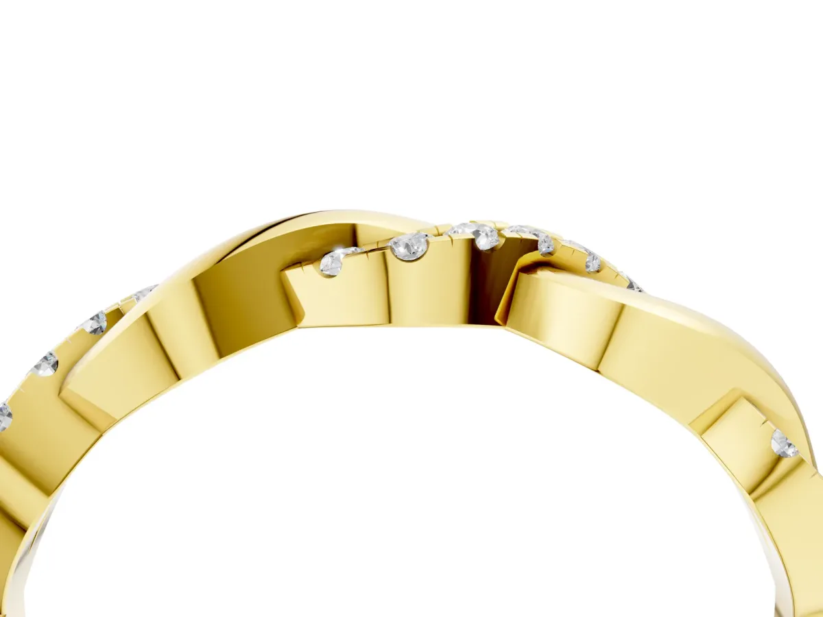 Round Diamond Twist Eternity Band with Pavé Setting Yellow gold