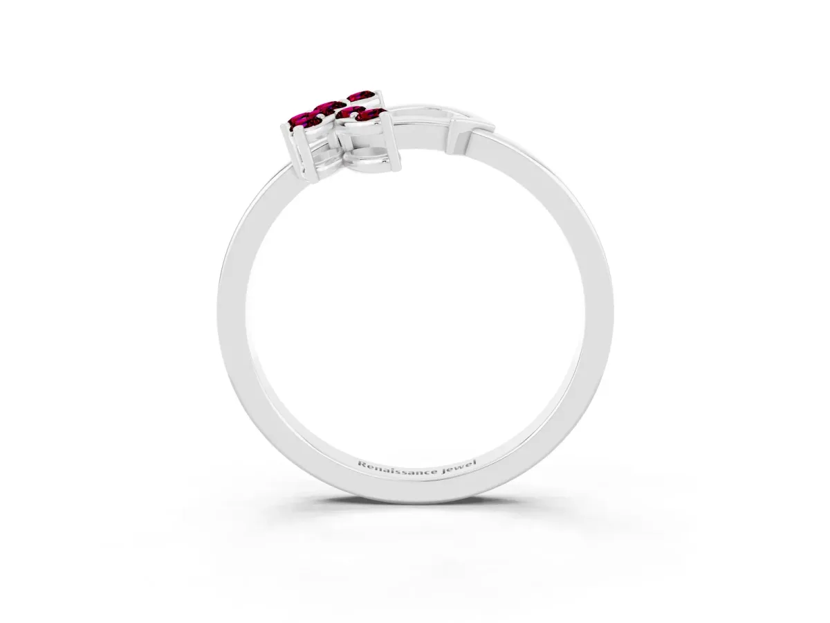 Marquise Garnet Cluster Bypass Ring with Prong Setting White gold
