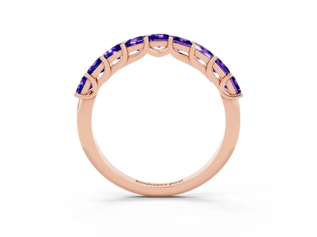 Princess Cut Tanzanite Channel-Set Eternity Band with Prong Setting Rose gold