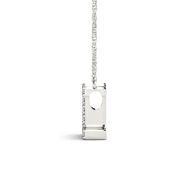 Pavé Round Diamond Letter I Initial Pendant Silver