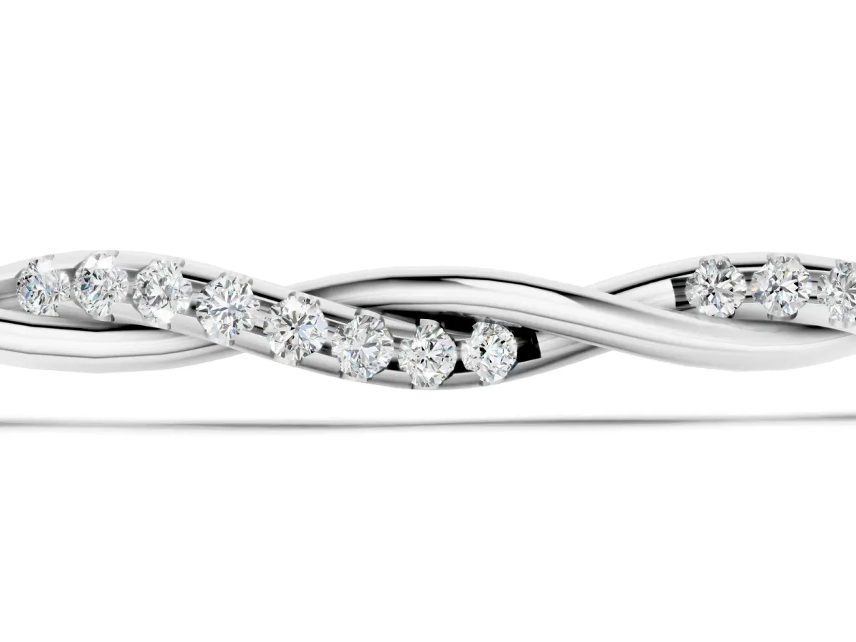 Twisted Diamond Round-Cut Cable Chain Bracelet with Bezel Setting White gold