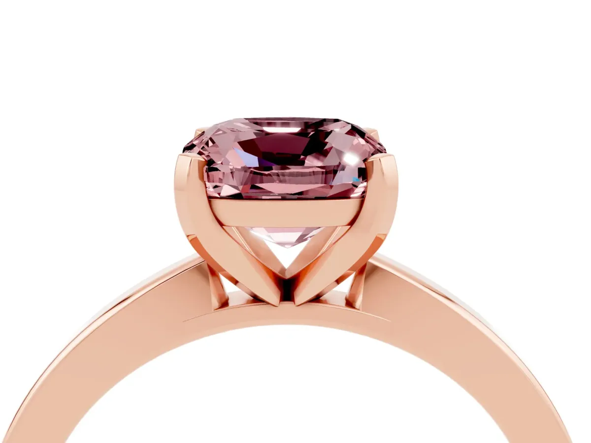Cushion Cut Morganite Solitaire Engagement Ring with Classic Band and Four-Prong Setting Rose gold
