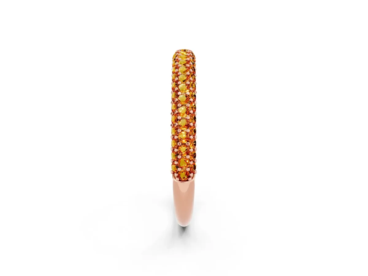 Round Citrine Pavé Eternity Band with Shared Prong Setting Rose gold