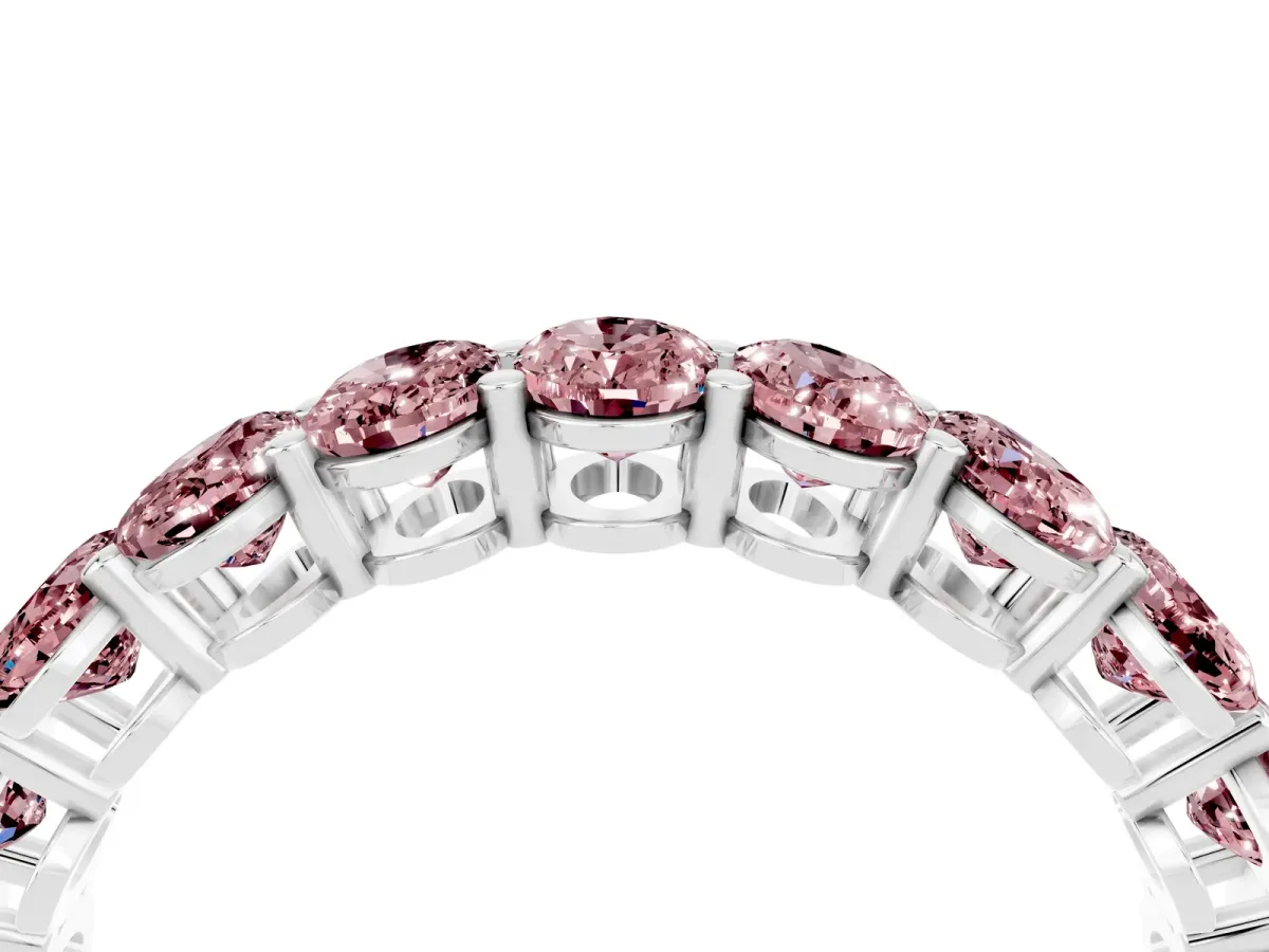 Oval Cut Morganite Eternity Band with Shared Prong Setting Platinum