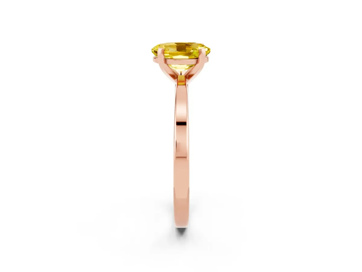 Oval Cut Yellow Sapphire Solitaire Engagement Ring with Classic Band and Four-Prong Setting Rose gold