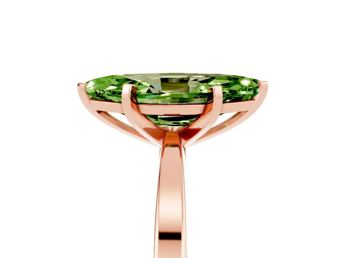 Marquise Cut Peridot Solitaire Engagement Ring with Classic Band and Four-Prong Setting Rose gold