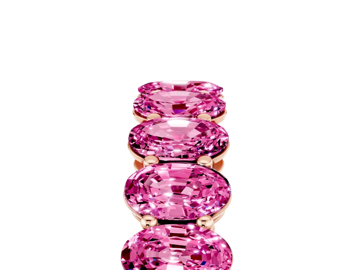 Oval Cut Pink Sapphire Eternity Band with Shared Prong Setting Rose gold