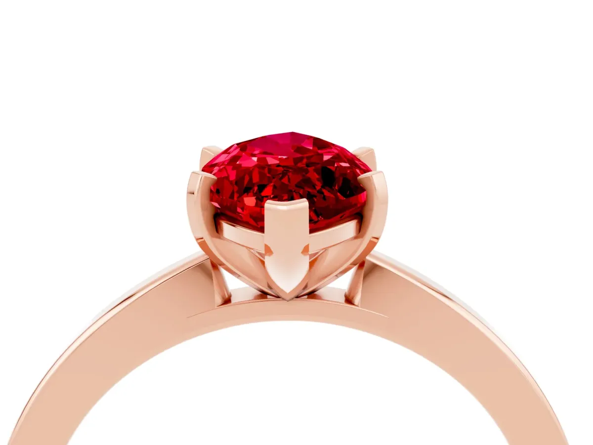 Marquise Cut Ruby Solitaire Engagement Ring with Classic Band and Four-Prong Setting Rose gold