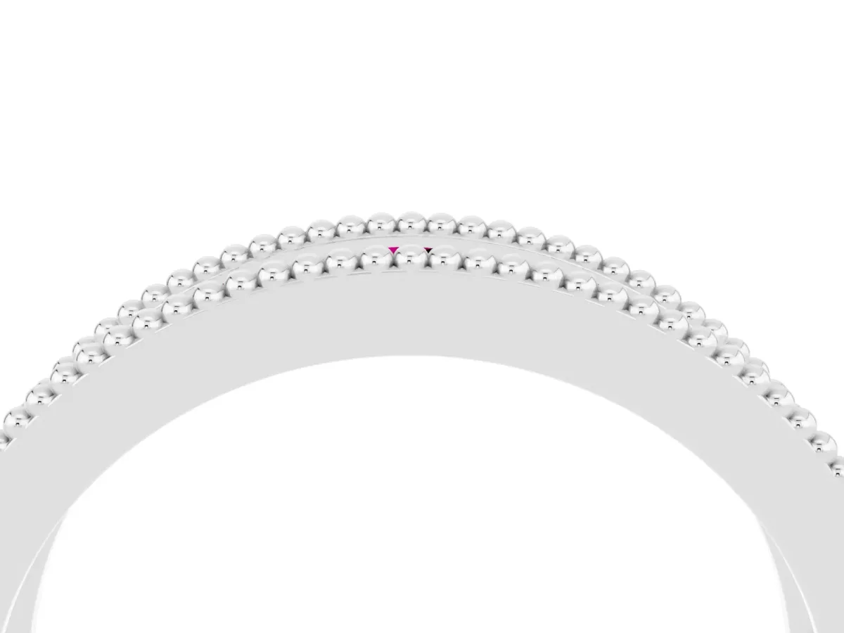 Round Garnet Twist Milgrain Band with Bezel Setting Silver