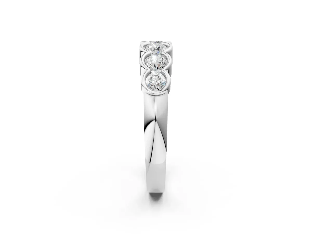 Round Diamond Scalloped Bezel Set Eternity Band Platinum