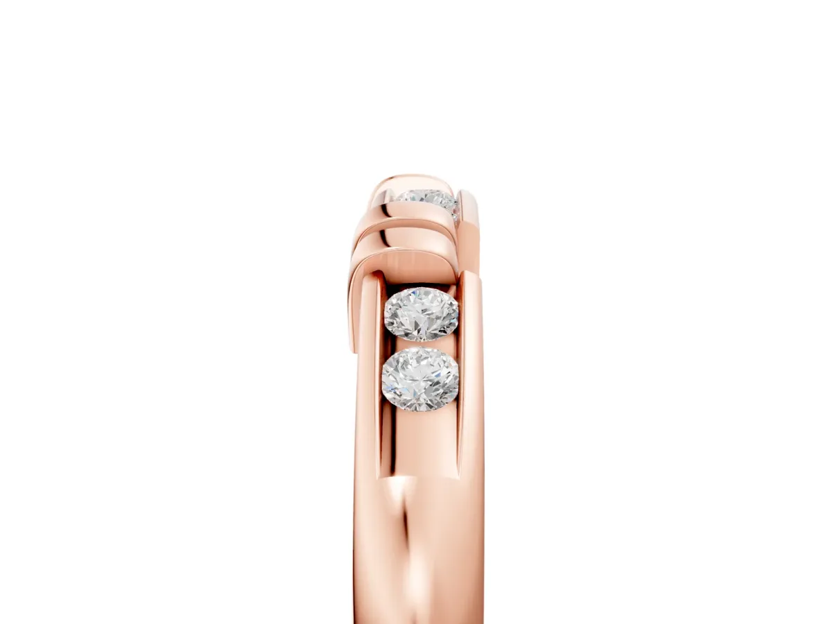 Channel Set Round Diamond Half-Eternity Band with Bar Prong Setting Rose gold