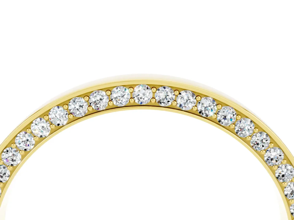 Pavé Round Moissanite Channel Set Band Yellow gold