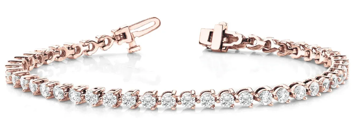 Round Cut Diamond Tennis Bracelet with Prong Setting Rose gold