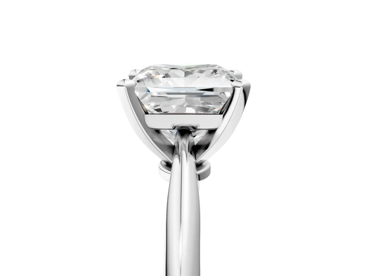 Princess Cut Diamond Solitaire Engagement Ring with Classic Band and Four-Prong Setting Platinum