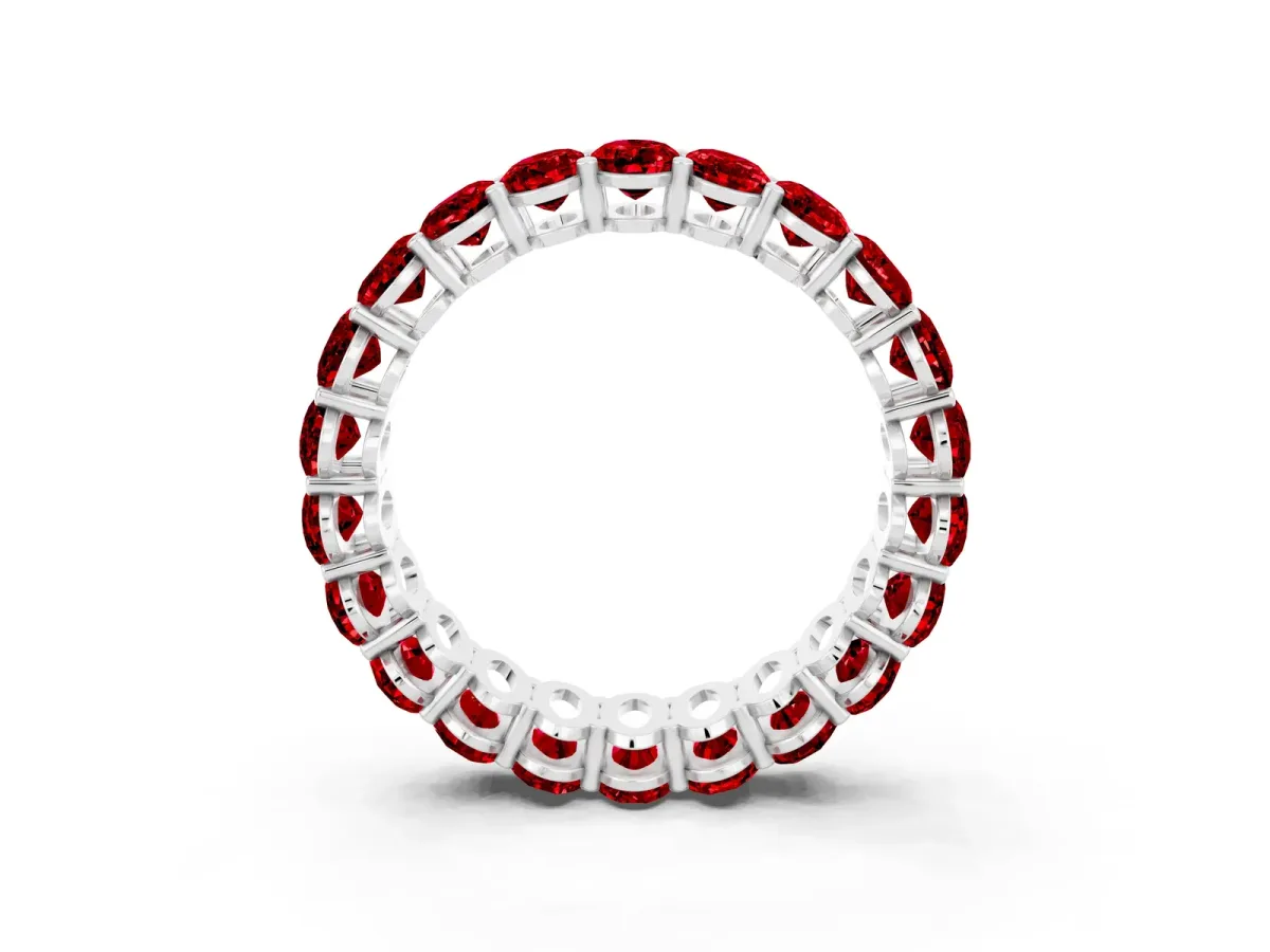 Oval Cut Ruby Eternity Band with Shared Prong Setting White gold