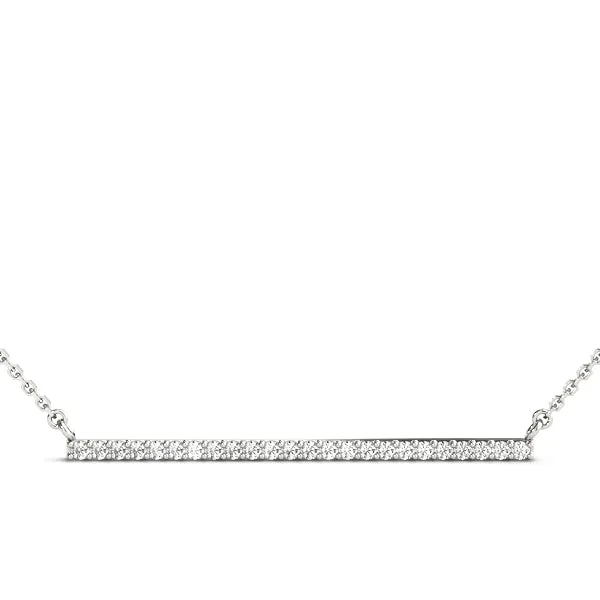 Pavé Round Diamond Bar Necklace with Prong Setting White gold