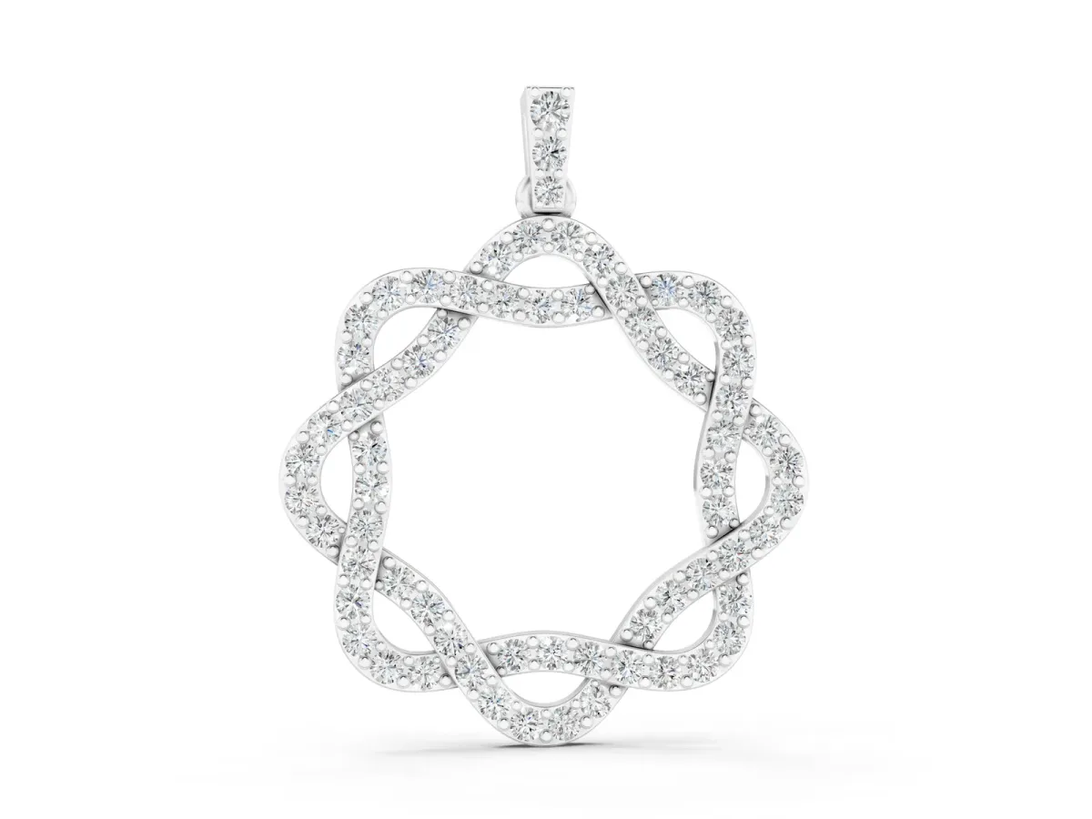 Round Diamond Pavé Infinity Pendant with Prong Setting White gold