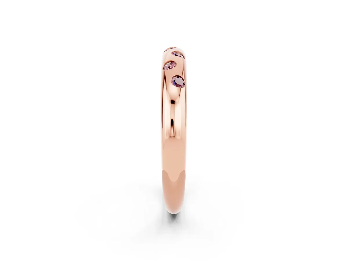 Round Morganite Flush-Set Comfort Fit Band Rose gold